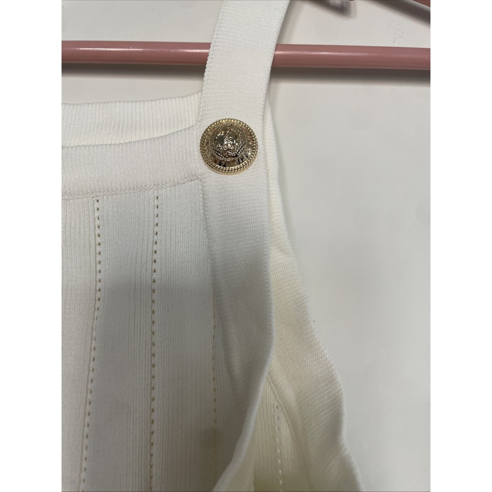 Balmain Ribbed Tank Top With Gold Button Detail Size Medium - Picture 2 of 6
